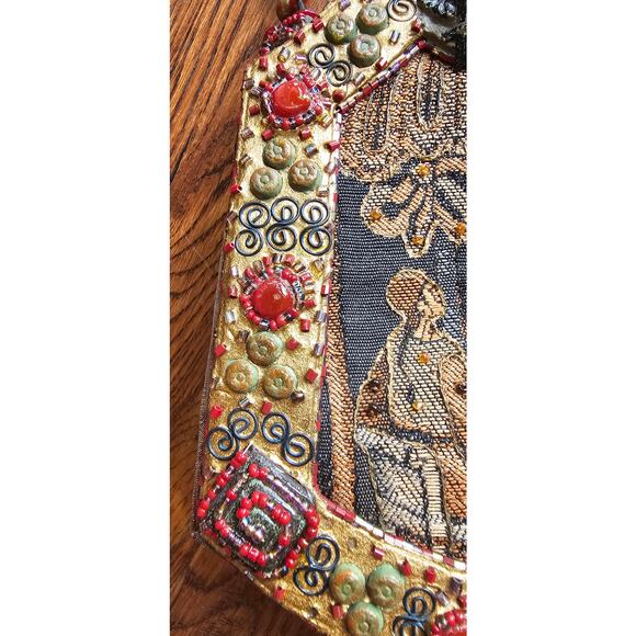 Vintage Mary Frances Egyptian Tapestry Purse Beaded Handbag Numbered - Picture 2 of 16